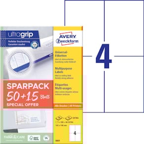 Universaletiketten Avery Zweckform 105x148mm, weiß, 260 Stück