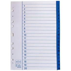 Pappersregister A4 1-20 10/fp