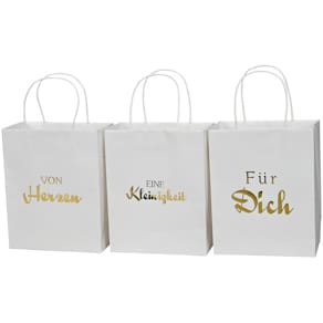 Geschenktragetasche Noname, sortiert, weiß-gold, 250x250x100 mm