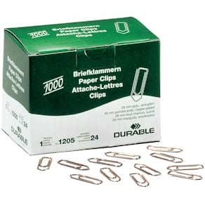 Büroklammern Durable, 1000 St., verkupfert