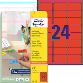 Universaletikett Avery Zweckform, 63,5 x 33,9 mm, rot