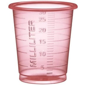 Medicinbägare Eco 30ml smal röd 90/fp