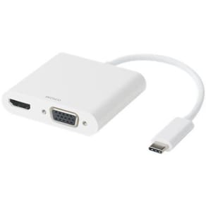 Adapter DELTACO HDMI/VGA/ljud/USB-C vit