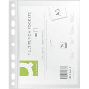 Showtas Q-CONNECT, ft A5, 9-gaats, PP 50 micron, 100 stuks