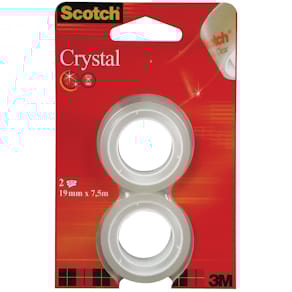 Plakband Scotch Crystal, ft 19 mm x 7,5 m, blister, 2 rolletjes