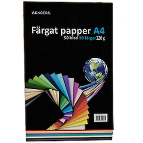 Färgat papper A4 120g sorterat 50/fp