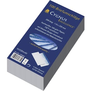 Briefumschlag CYGNUS EXCELLENCE DL, haftklebend, 100 g, weiß, 100