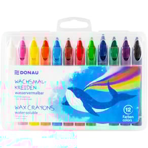 Wachsmalstifte DONAU WV, 12 Farben, Etui, sortiert