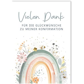 Dankeskarte Noname Konfirmationsdank, 5 Stück, bunt, inkl. Umschl