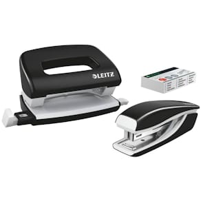 Locher- und Heftgerät-Set Leitz NeXXt WOW, metallic schwarz
