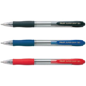 Bläckkulpenna PILOT Super Grip Svart, medium, 1.0mm, 12st