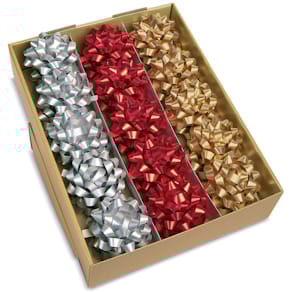 Geschenkrosette Metallic matt, silber, gold, rot, selbstklebend