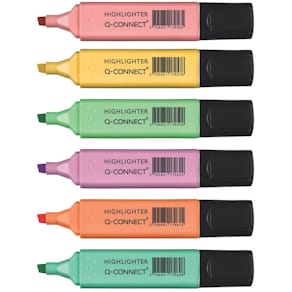 Textmarker Q-CONNECT, 6 St., pastell, sortiert