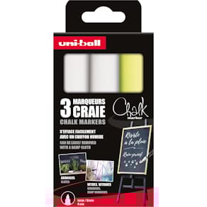 Krijtmarker Uni-ball, beitelvormige punt 8 mm, etui met 3 stuks, 