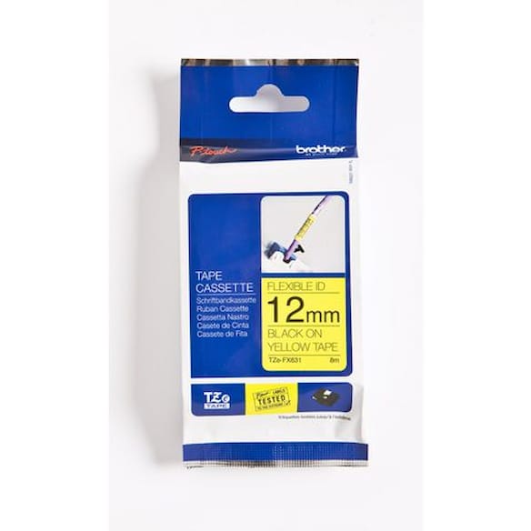 Tape BROTHER TZe-FX631 12mmx8m sort/gul