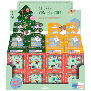 Stickerrolle MOSES. Weihnachtsfreunde, 128 Sticker, bunt