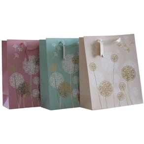 Geschenktasche PBS Pusteblume, sortiert, mit Goldfolie, 26x32x12