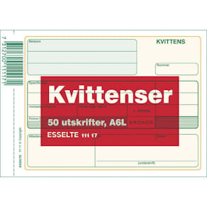 Kvittens A6 Liggande utan kopia, 50 blad