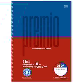 Collegeblock Staufen Premio, A4 je 40 Bl., liniert + kariert