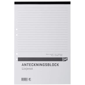 Perforerade Block A4, linjerat, 100bl