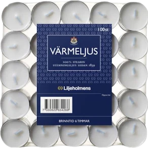 Värmeljus Liljeholmens Stearin 6H 100/fp