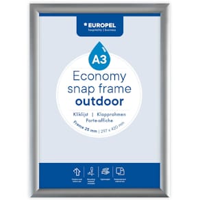 Clicklijst Europel Economy, waterdicht, 25 mm, ft A3, zilver