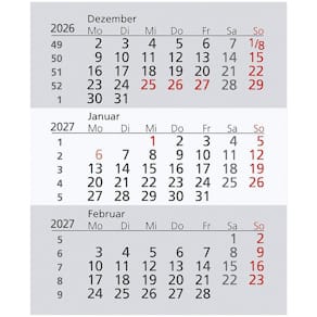 Kalender-Ersatzkalendarium GÜSS, 3 Monate, 2026