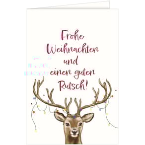 Weihnachtskarte Noname Doppeltext, geprägt, bunt, mit Umschlag