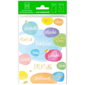 Einladungskarte Noname Kommunion, 5 Stück, bunt, inkl. Umschlag