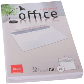 Briefumschlag Elco Office C6, haftklebend, hochweiß, 80 g/m², 25 