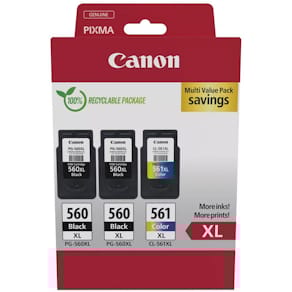 Inktcartridge Canon PG-560XL/CL-561XL, 2x zwart + 1x kleur