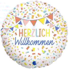 Folienballon KARALOON Herzlich Willkommen, bunt, 46 cm