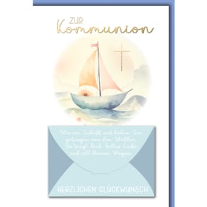 Kommunionskarte Noname Geldschein, bunt, mit Umschlag, 11,5 x 17 