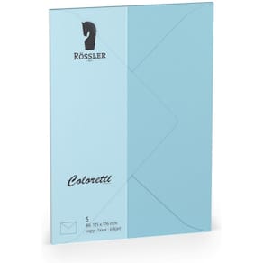 Briefhülle Rössler Coloretti, B6, 5 Stück, himmelblau
