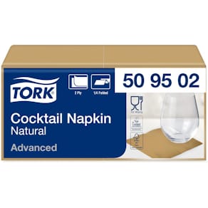 Servett TORK Cocktail 2-lag natur 200/fp