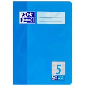 Schulheft Oxford Optik Paper A5, 32 Blatt, kariert, Lin. 5, bunt