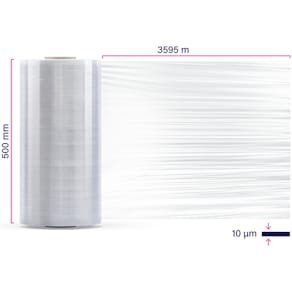Maskinstrækfilm AXIO 10 µm, 360% stræk, 500x3595 m, 1 rulle