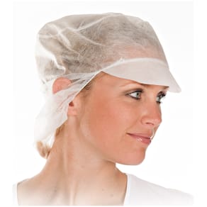 Engangs skyggehue med snood, hvid, 500 stk