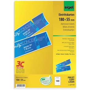 Eintrittskarten Sigel, mit Abriss, A4, 100 St., weiß