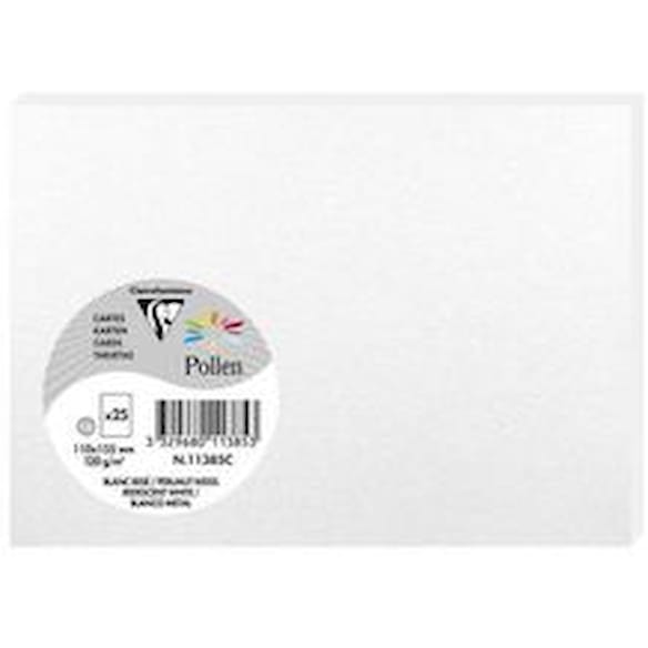 Kort POLLEN 110x155mm perlemor hvit(25)