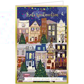 Weihnachtskarte Noname, Doppeltext, geprägt, mit Umschlag, bunt