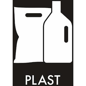 Etiket Plastaffald 95x120 mm, sort/hvid