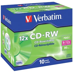 CD-RW Verbatim, 700 MB/80 Min., 12x, 10 Stück im Jewelcase