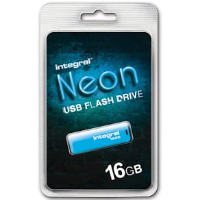 USB-stick Integral Neon, 16 GB, USB 2.0, blauw