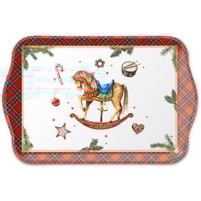 Tablett AMBIENTE Weihnachtstablett, 13x21 cm, Schaukelpferd