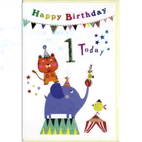 Geburtstagskarte Apollo, Kinder-Motiv, Zahl 1, 5 Stück, bunt