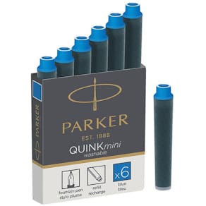 Inktpatronen Parker Quink Mini, blauw, doos 6 stuks
