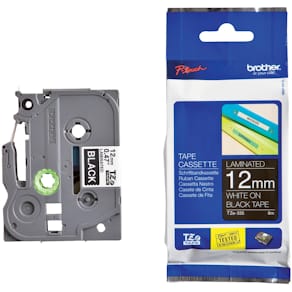 Schriftband Brother, 12 mm x 8 m, weiß auf schwarz