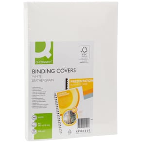 Einbanddeckel Q-Connect Lederstruktur, A4, weiß