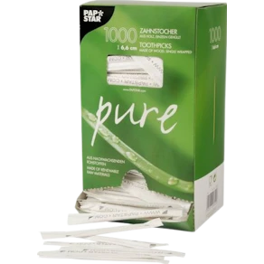 Tandpetare PURE Trä rund 6,5cm 1000/fp